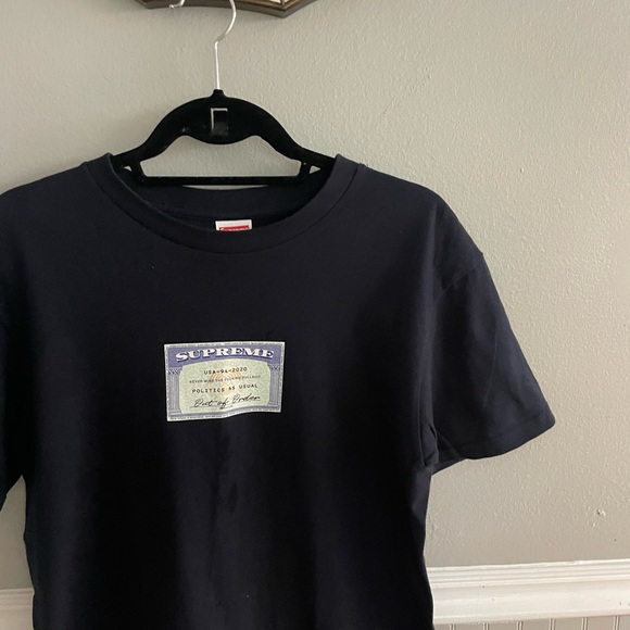 Supreme Men's Social Security Logo Navy Blue T-Shirt - Picture 4 of 9